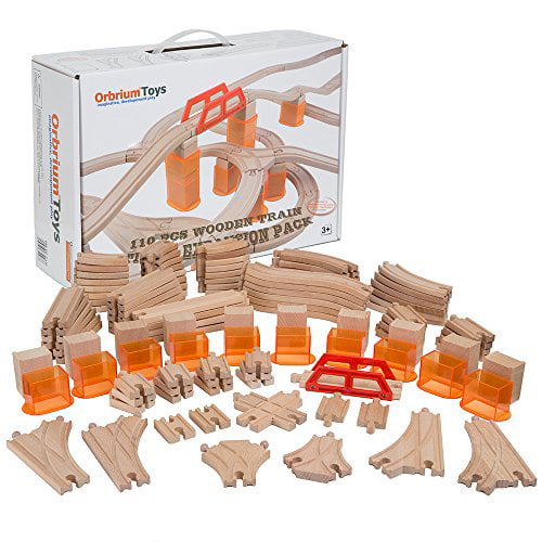 Orbrium Toys 68 Pcs Premium Wooden Train Track Expansion for sale online